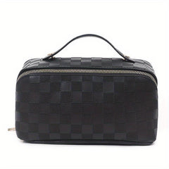 Checkerboard Travel Cosmetic Bag Portable Makeup Storage Bag