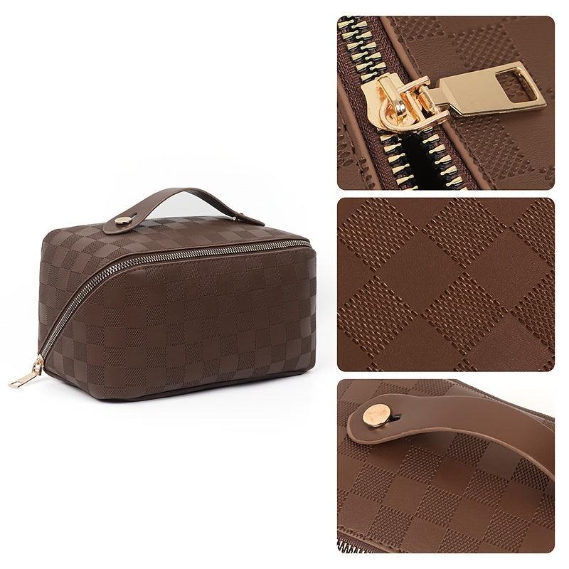 Checkerboard Travel Cosmetic Bag Portable Makeup Storage Bag