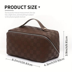 Checkerboard Travel Cosmetic Bag Portable Makeup Storage Bag