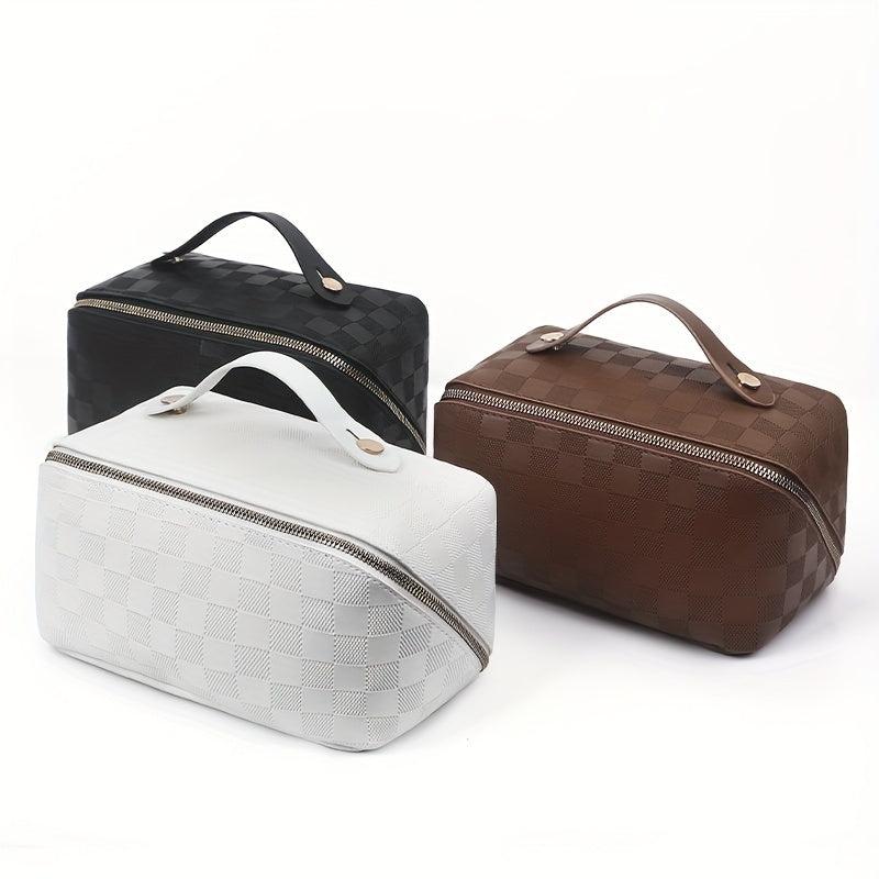Checkerboard Travel Cosmetic Bag Portable Makeup Storage Bag
