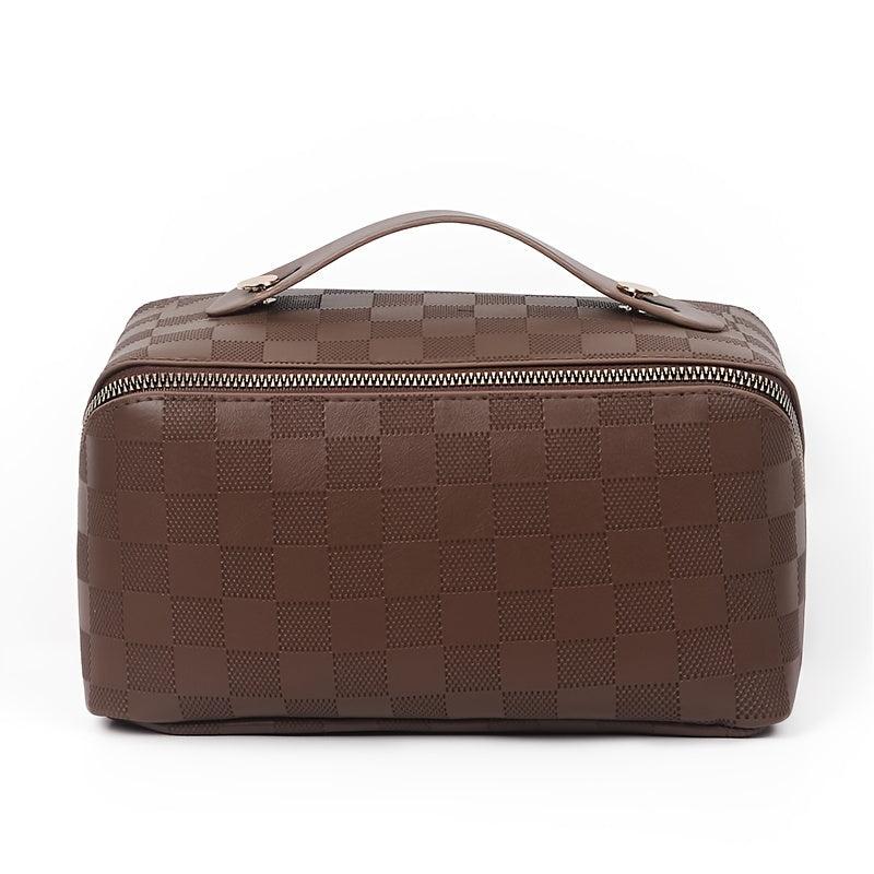 Checkerboard Travel Cosmetic Bag Portable Makeup Storage Bag