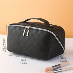 Checkerboard Pattern Makeup Bag Zipper Toiletry Wash Bag Travel Cosmetic Bag