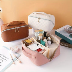 Checkerboard Pattern Makeup Bag Zipper Toiletry Wash Bag Travel Cosmetic Bag