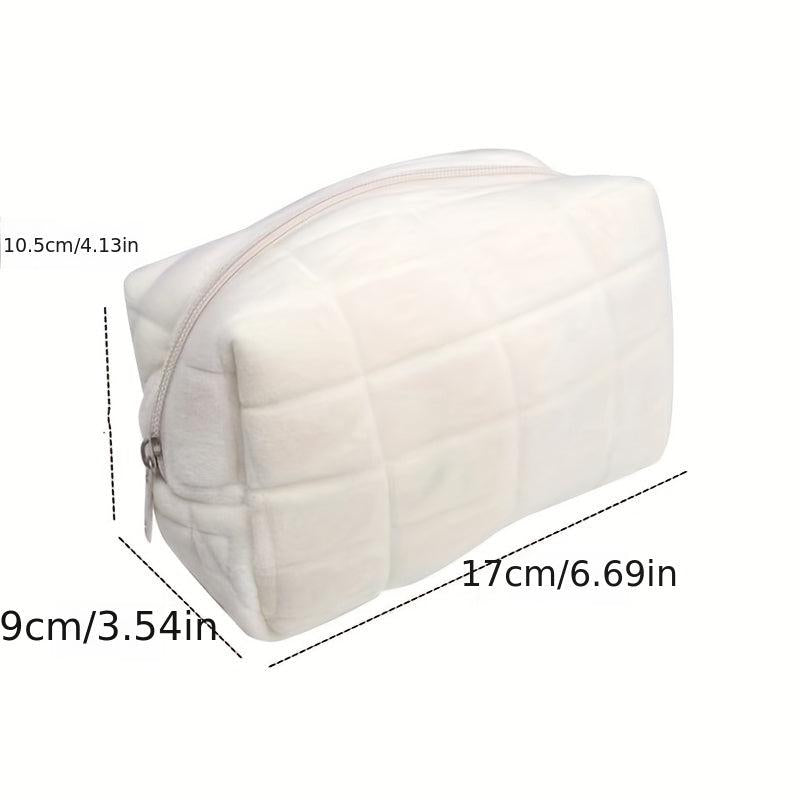 Plaid Quilted Makeup Bag Cosmetic Zipper Travel Storage Bag