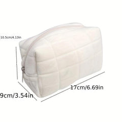 Plaid Quilted Makeup Bag Cosmetic Zipper Travel Storage Bag