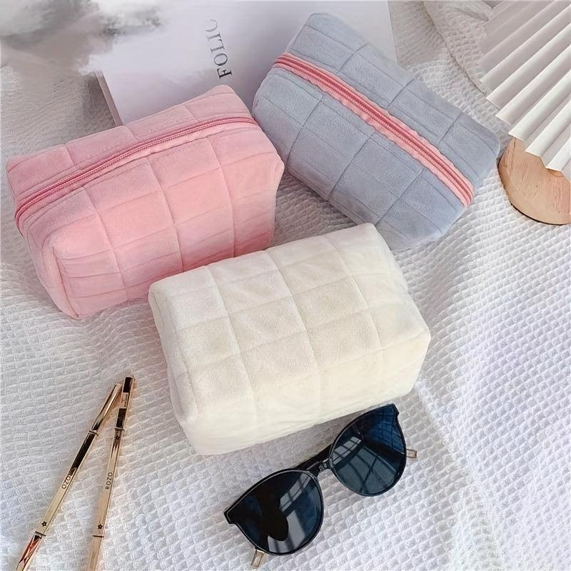 Plaid Quilted Makeup Bag Cosmetic Zipper Travel Storage Bag