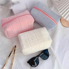 Plaid Quilted Makeup Bag Cosmetic Zipper Travel Storage Bag