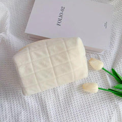 Plaid Quilted Makeup Bag Cosmetic Zipper Travel Storage Bag