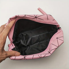 Geometric Pattern Mini Cosmetic Bag Zipper Wristlet Makeup Storage Bag