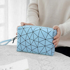 Geometric Pattern Mini Cosmetic Bag Zipper Wristlet Makeup Storage Bag
