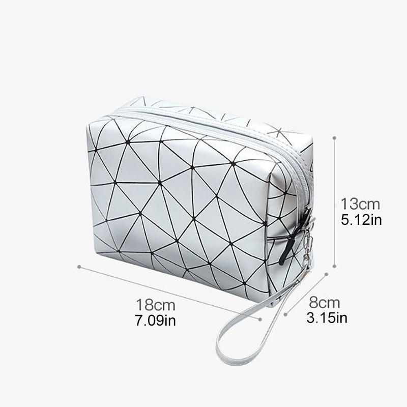Geometric Pattern Mini Cosmetic Bag Zipper Wristlet Makeup Storage Bag