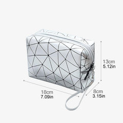 Geometric Pattern Mini Cosmetic Bag Zipper Wristlet Makeup Storage Bag