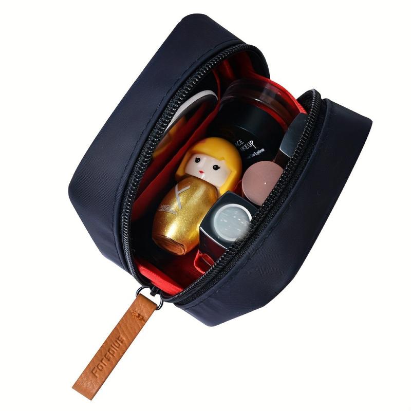 Mini Zipper Bag Solid Makeup Storage Lightweight Cosmetic Pouch