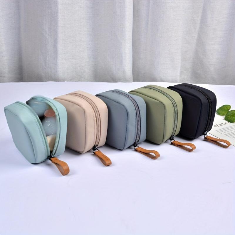 Mini Zipper Bag Solid Makeup Storage Lightweight Cosmetic Pouch