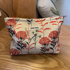 Floral Print Cosmetic Bag Zipper Makeup Pouch