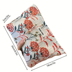 Floral Print Cosmetic Bag Zipper Makeup Pouch