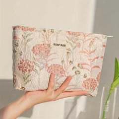 Floral Print Cosmetic Bag Zipper Makeup Pouch