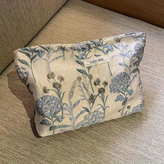 Floral Print Cosmetic Bag Zipper Makeup Pouch