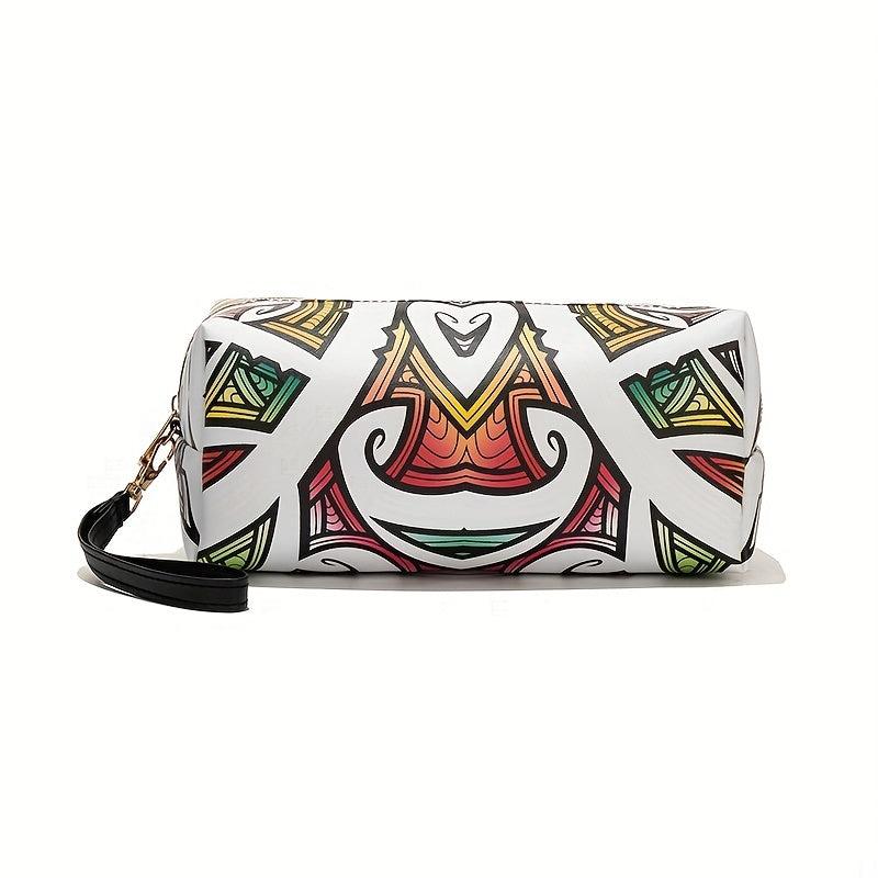 Stylish Pattern Zipper Cosmetic Bag Faux Leather Organizer