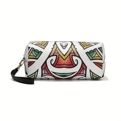 Stylish Pattern Zipper Cosmetic Bag Faux Leather Organizer