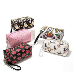 Stylish Pattern Zipper Cosmetic Bag Faux Leather Organizer
