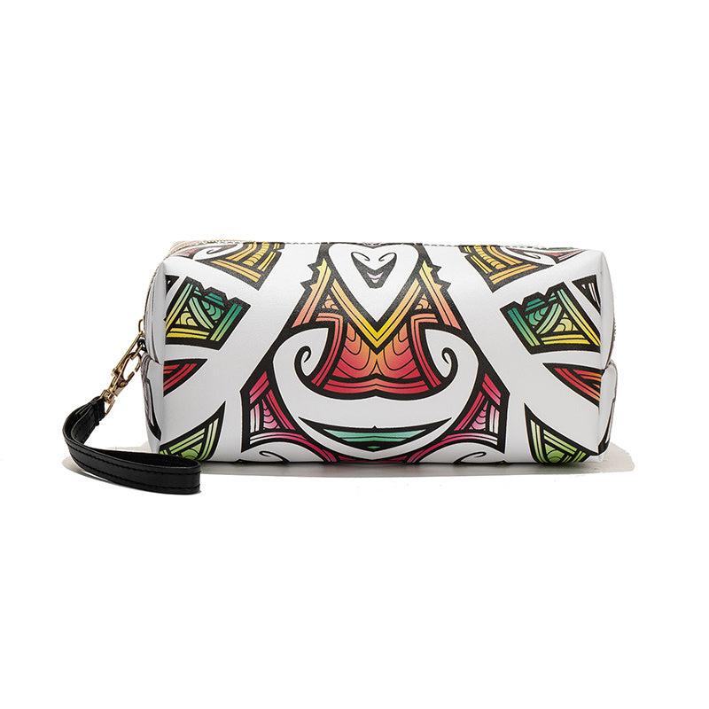 Stylish Pattern Zipper Cosmetic Bag Faux Leather Organizer