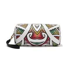 Stylish Pattern Zipper Cosmetic Bag Faux Leather Organizer