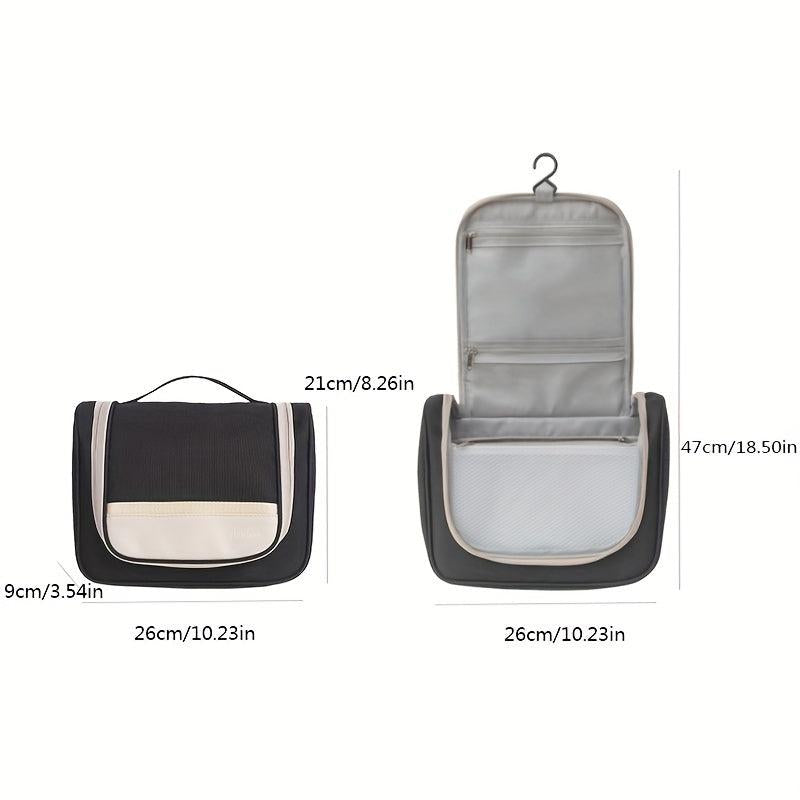Colorblock Makeup Zipper Handbag Lightweight Cosmetic Toiletry Bag