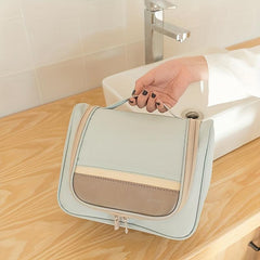 Colorblock Makeup Zipper Handbag Lightweight Cosmetic Toiletry Bag