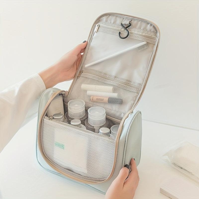 Colorblock Makeup Zipper Handbag Lightweight Cosmetic Toiletry Bag