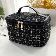 Fancy Tweed Makeup Bag Zipper Cosmetic Handbag Toiletry Wash Bag