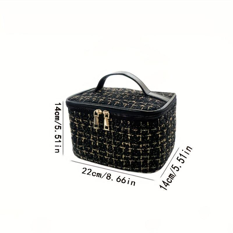 Fancy Tweed Makeup Bag Zipper Cosmetic Handbag Toiletry Wash Bag