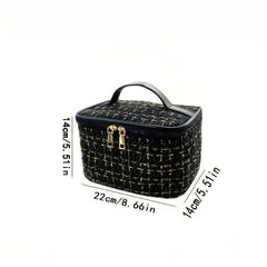 Fancy Tweed Makeup Bag Zipper Cosmetic Handbag Toiletry Wash Bag