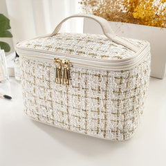 Fancy Tweed Makeup Bag Zipper Cosmetic Handbag Toiletry Wash Bag