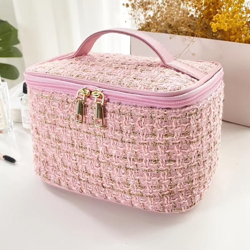 Fancy Tweed Makeup Bag Zipper Cosmetic Handbag Toiletry Wash Bag