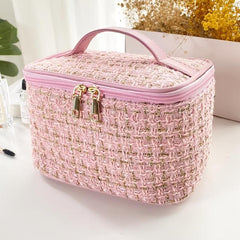 Fancy Tweed Makeup Bag Zipper Cosmetic Handbag Toiletry Wash Bag