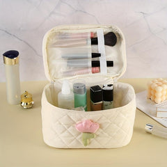 Colorblock Makeup Bag Quilted Zipper Cosmetic Handbag