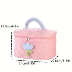 Colorblock Makeup Bag Quilted Zipper Cosmetic Handbag