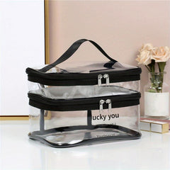 Two Layers PVC Makeup Bag Large Capacity Cosmetic Organizer