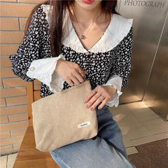 Corduroy Travel Makeup Bag Large Capacity Wash Bag