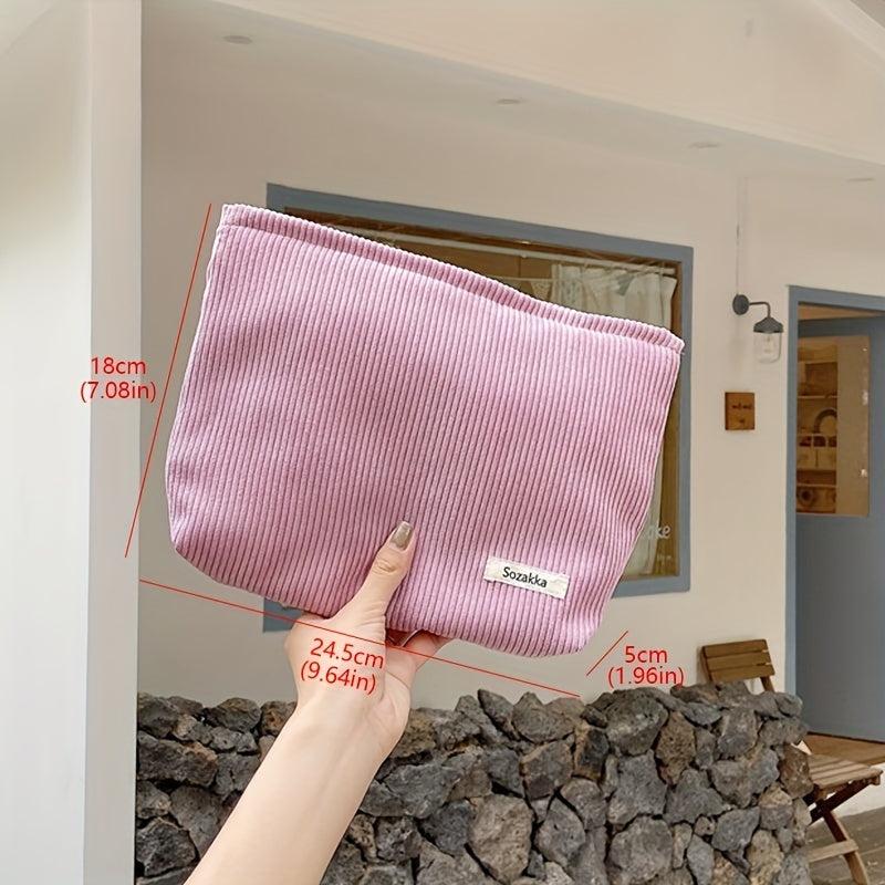 Corduroy Travel Makeup Bag Large Capacity Wash Bag