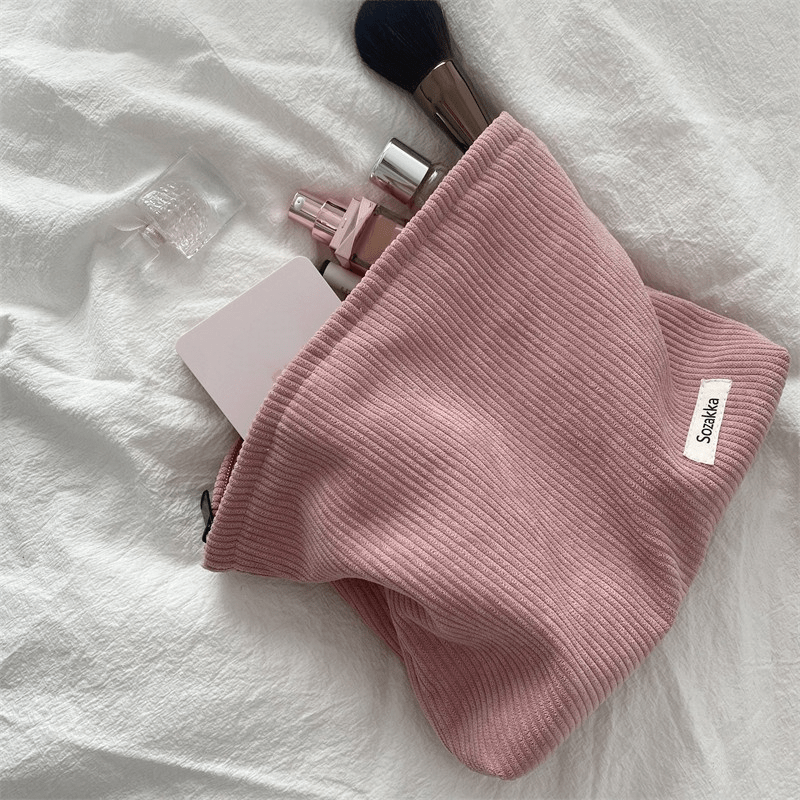 Corduroy Travel Makeup Bag Large Capacity Wash Bag