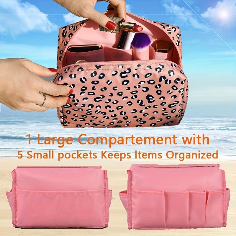 Leopard Pattern Makeup Bag Zipper Toiletry Wash Bag Travel Pouch