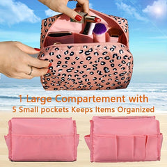 Leopard Pattern Makeup Bag Zipper Toiletry Wash Bag Travel Pouch