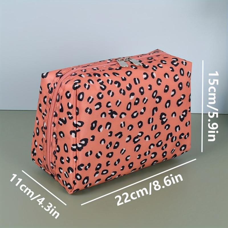Leopard Pattern Makeup Bag Zipper Toiletry Wash Bag Travel Pouch