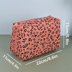 Leopard Pattern Makeup Bag Zipper Toiletry Wash Bag Travel Pouch