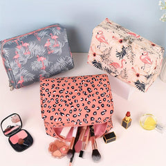 Leopard Pattern Makeup Bag Zipper Toiletry Wash Bag Travel Pouch
