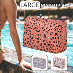 Leopard Pattern Makeup Bag Zipper Toiletry Wash Bag Travel Pouch