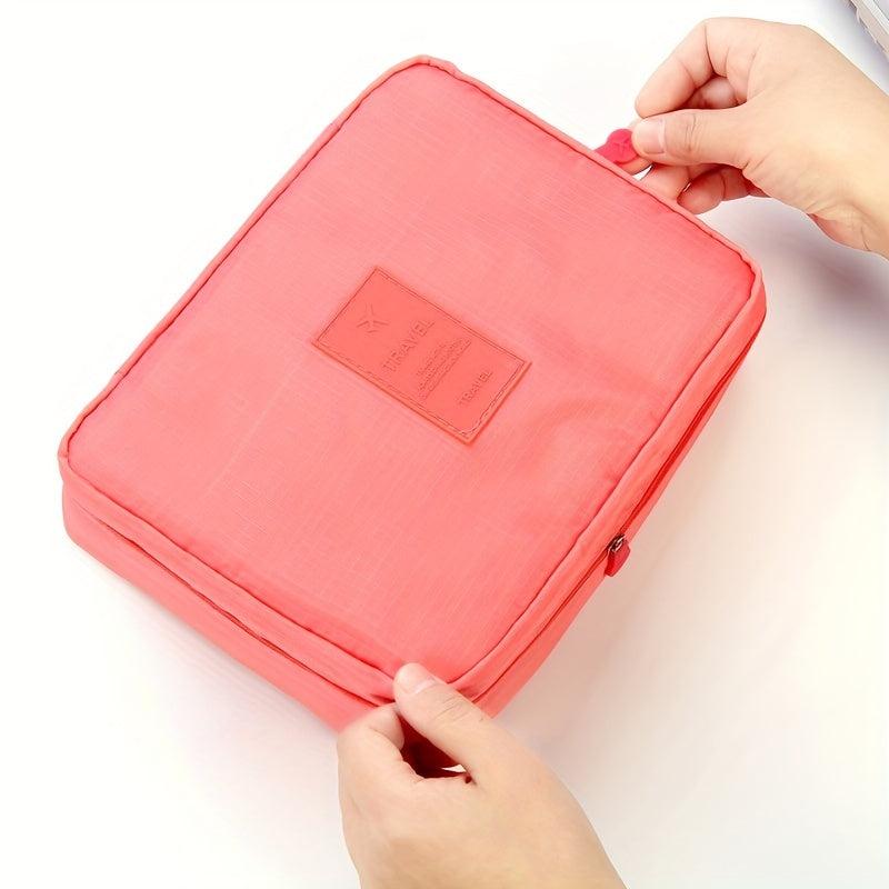 Solid Makeup Bag Zipper Toiletry Wash Bag Travel Cosmetic Bag