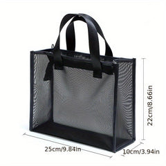 Portable Zipper Makeup Storage Bag Mesh Nylon Cosmetic Bag